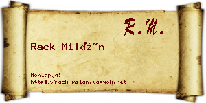 Rack Milán névjegykártya